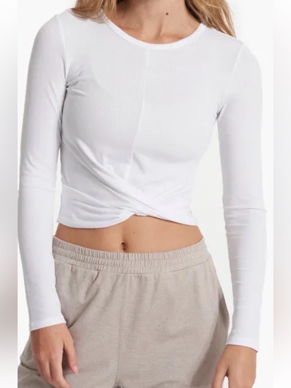 Vuori Ribbed Long Sleeve Top with Twist Detail